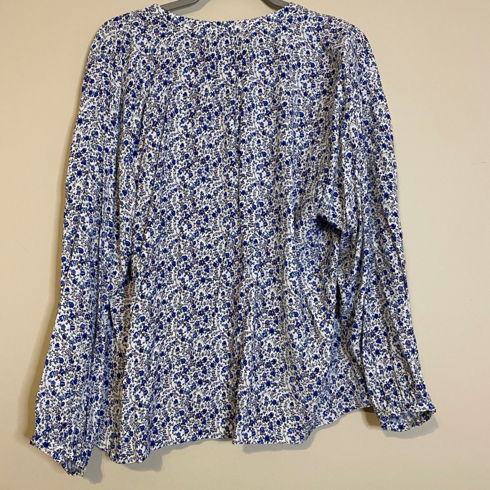 Guideboat Co Womens Blue White Ditsy Floral Button Down Blouse Shirt Small - Picture 4 of 5
